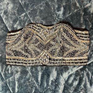 Beaded corset velvet top